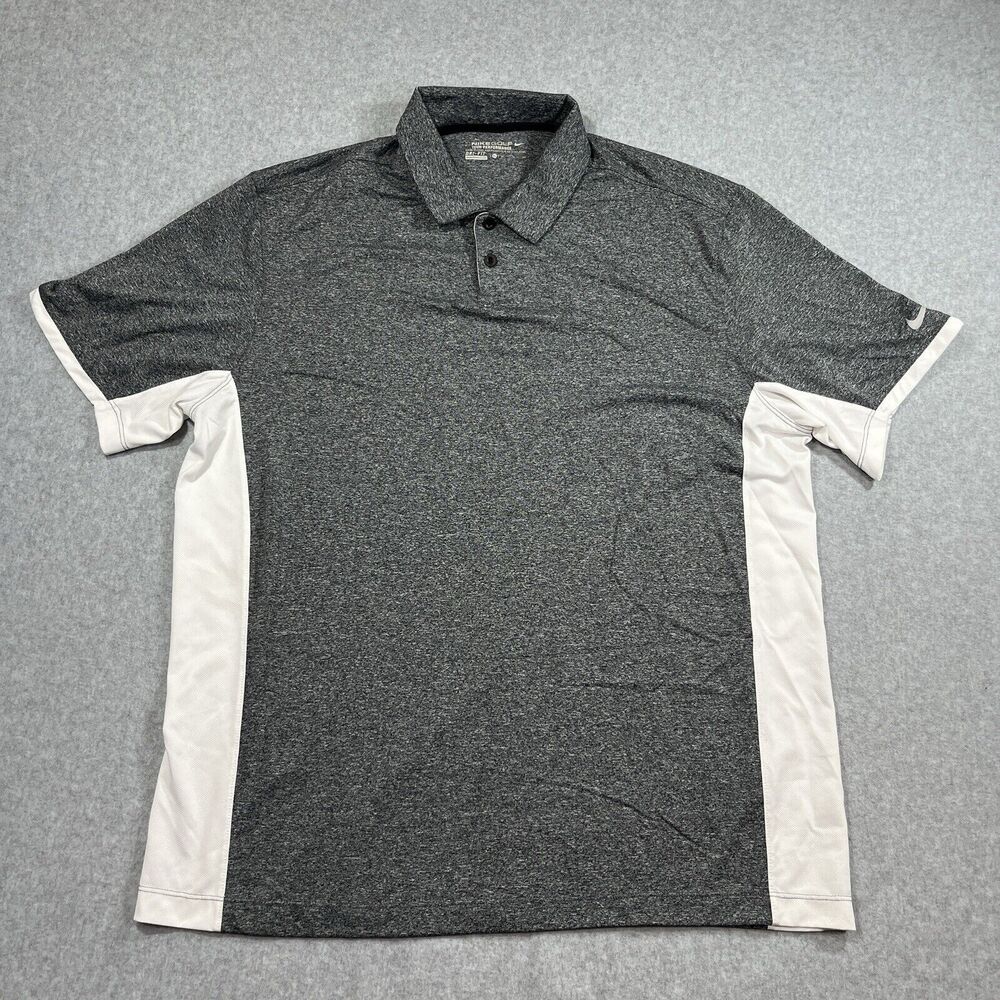 Nike Golf Tour Performance Dri-Fit Polo Shirt Gray White Men's Size XL Vented